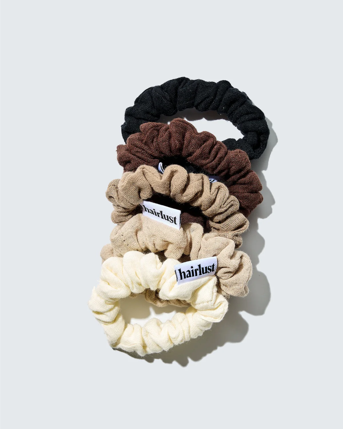 Cotton Scrunchies, Small, 5-Pack, Coffee - Image 2