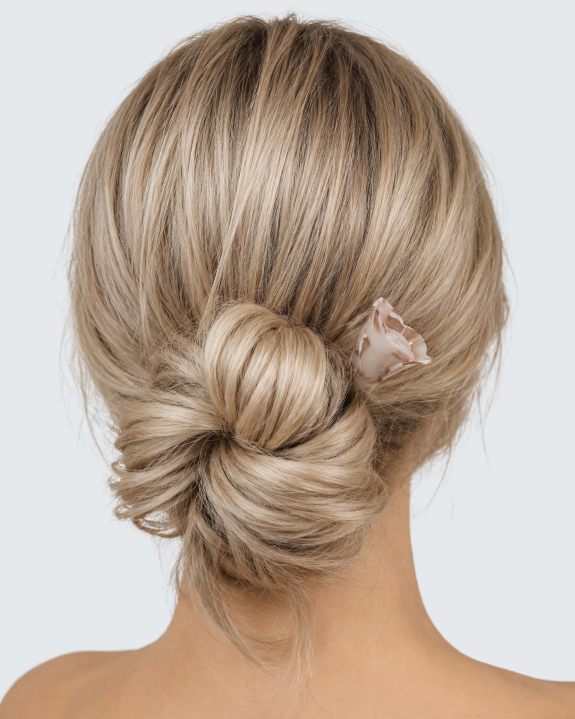 Flower Chopstick Hair Pin, Beige Shell - Image 3