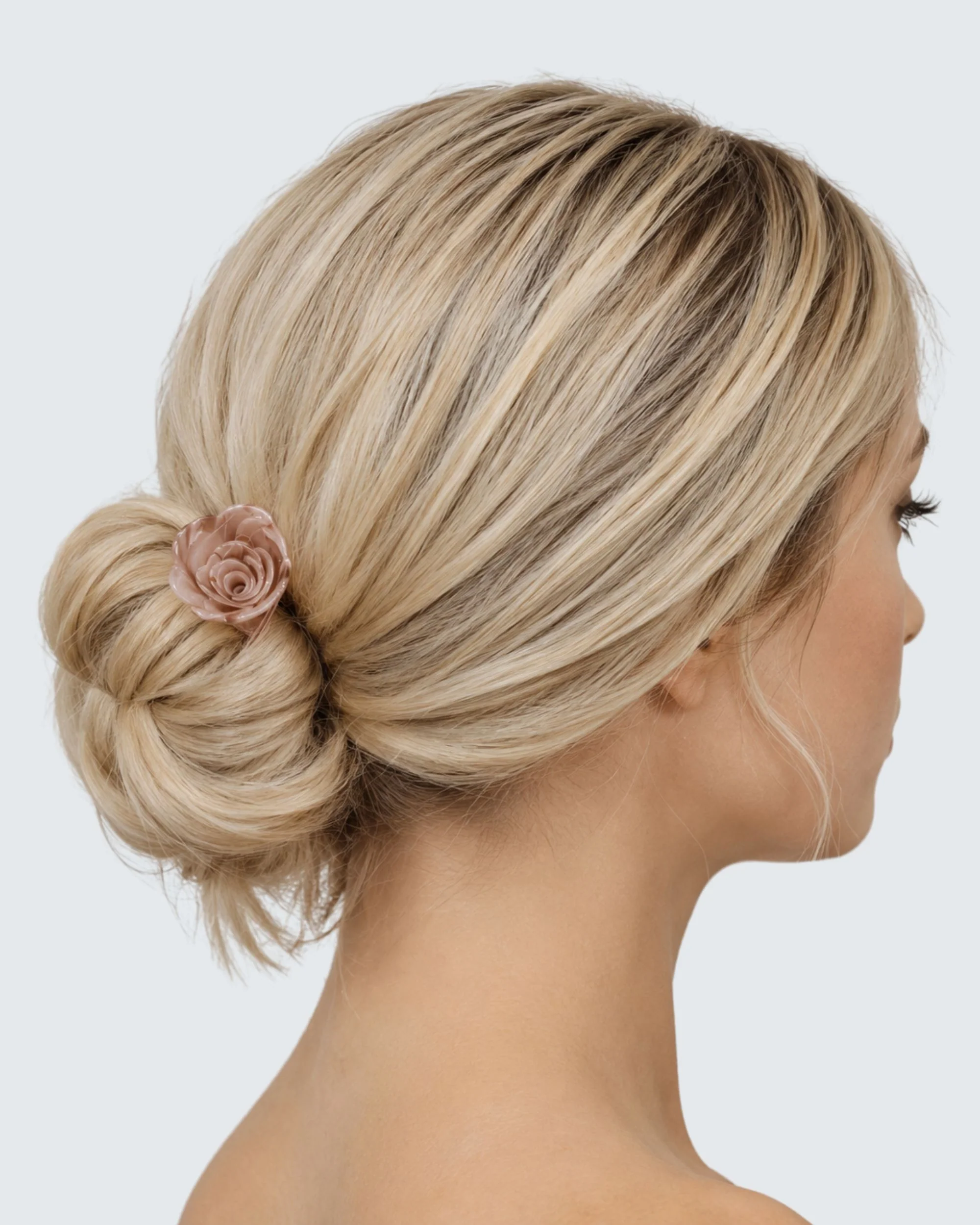 Flower Chopstick Hair Pin, Beige Shell - Image 4